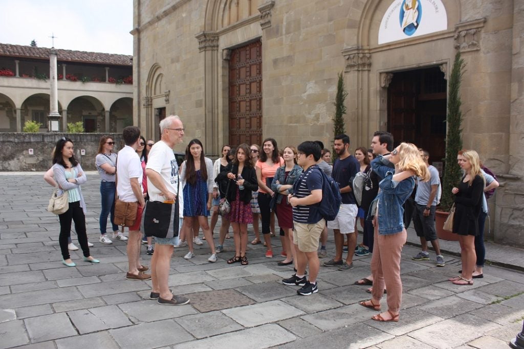 Students listening to a professor