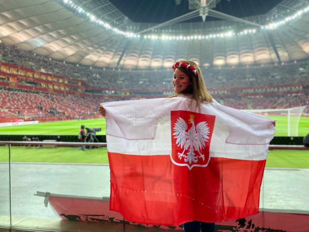 Angelika at a Polish soccer game