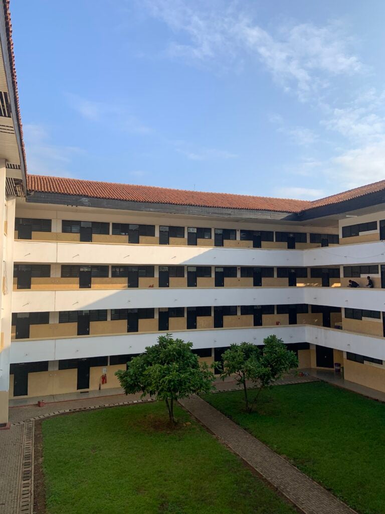 A view of the inside of a four-sided dorm in the University of Ghana, Legon, Accra.