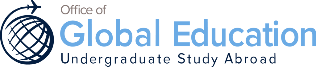 OGE logo with a globe on the left with text written "Office of Global Education Undergraduate Study Abroad"